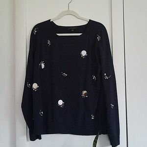 Ann Taylor navy jeweled sweater sweatshirt.